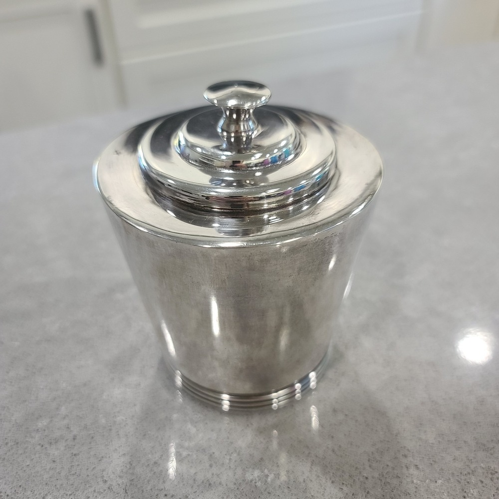 Restoration Hardware Polished Nickel Apothecary Jar with Lid-Heavy Brass Base